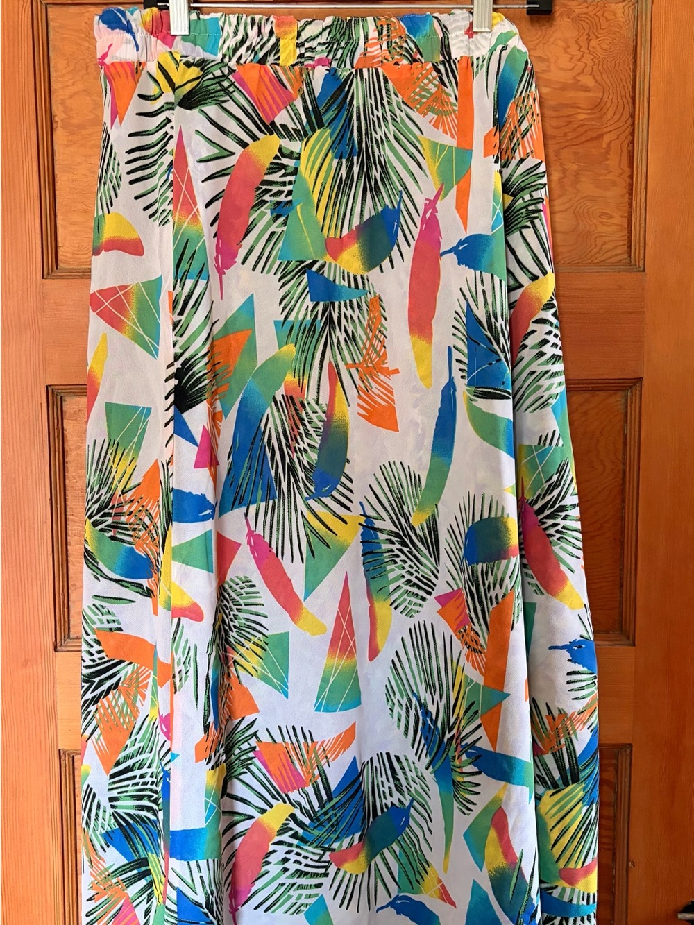 Reversible Tropical Palm Print Maxi Skirt in Multicolor